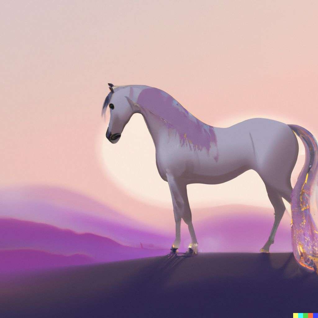 a horse, 3D digital painting, soft gradients, bright colors